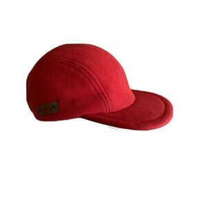 Red Ocra Hat Cap Earflaps Made in USA Polyester Size Large